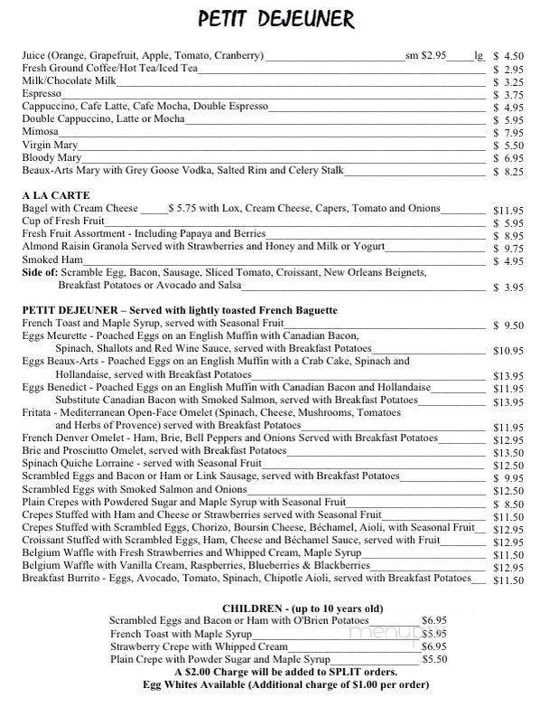Cafe Des Beaux-Arts - Palm Desert, CA menu_pic