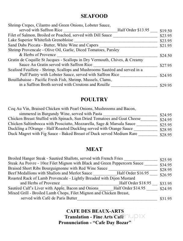 Cafe Des Beaux-Arts - Palm Desert, CA menu_pic