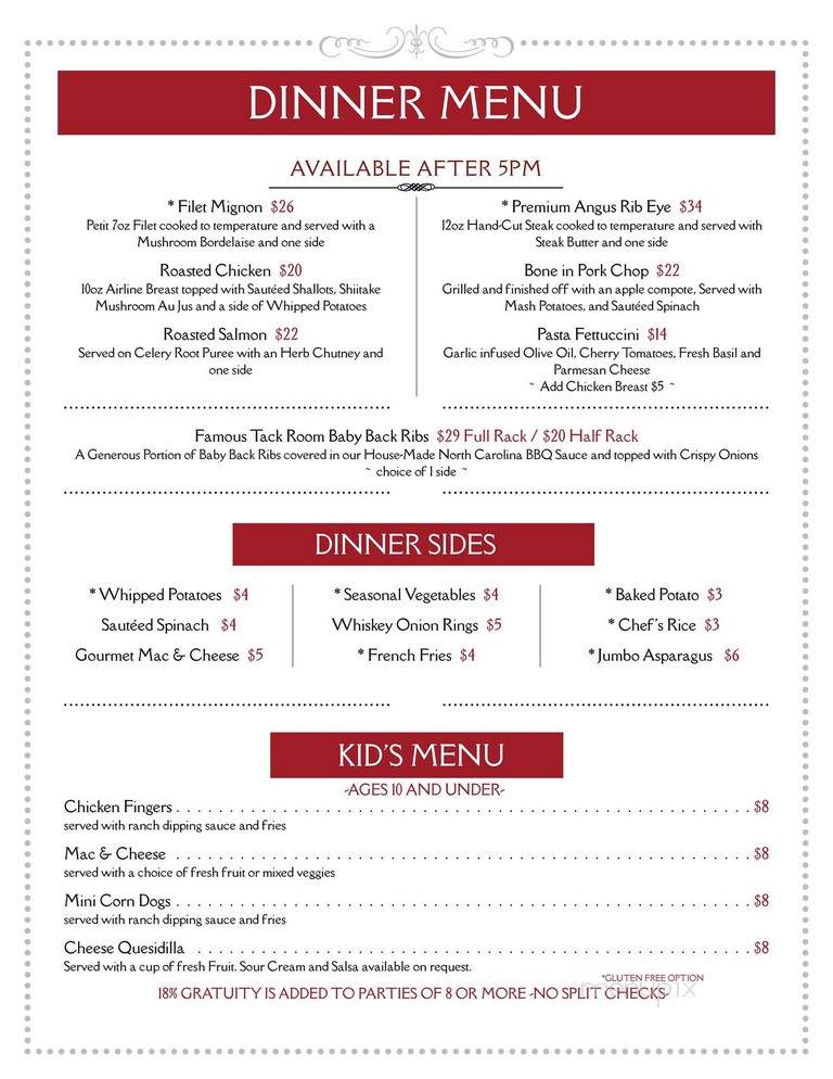 Tack Room Tavern - Indio, CA menu_pic