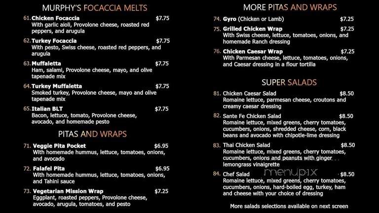 Murphys Deli - Walnut Creek, CA menu_pic