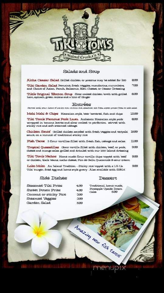 Tiki Tom's - Walnut Creek, CA menu_pic