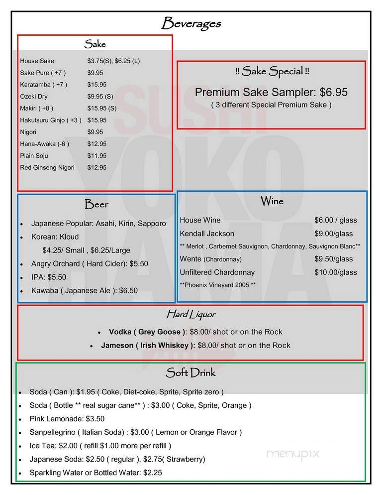 Sushi Yokohama - Danville, CA menu_pic