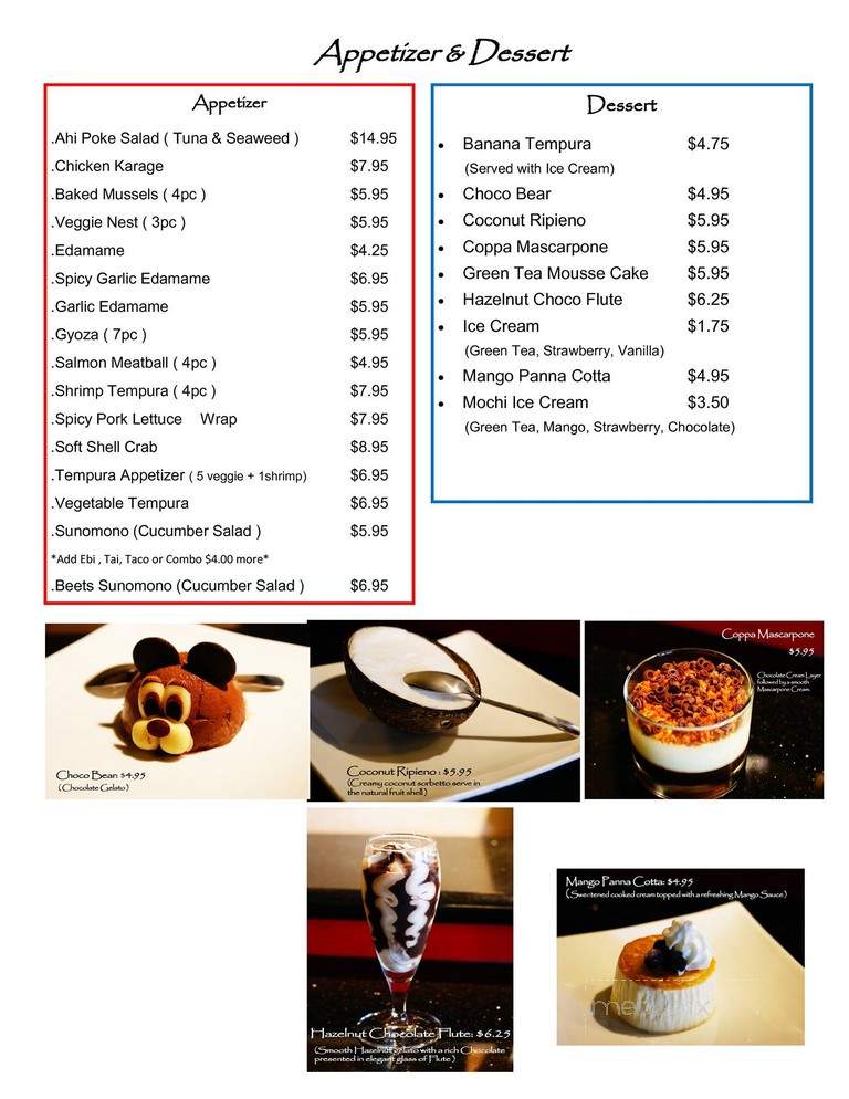 Sushi Yokohama - Danville, CA menu_pic