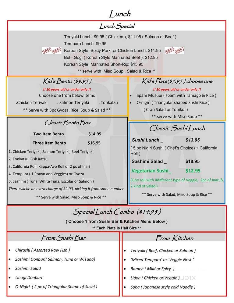 Sushi Yokohama - Danville, CA menu_pic