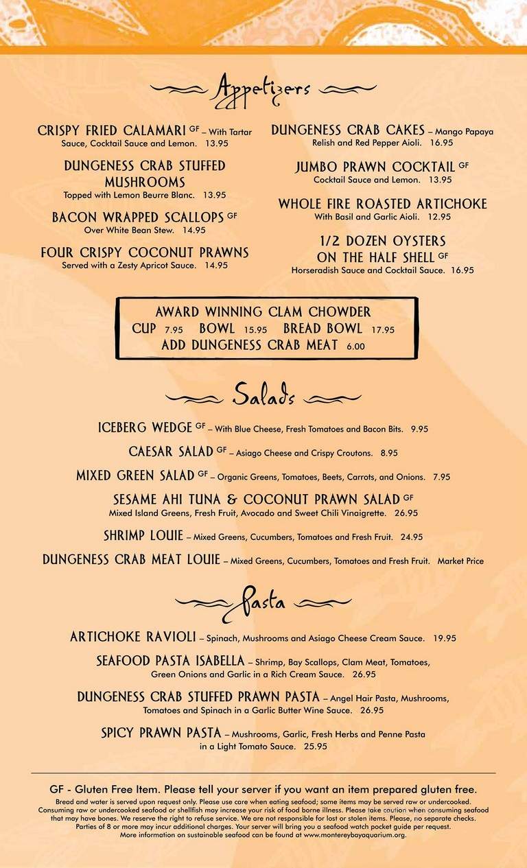 Fish Hopper - Monterey, CA menu_pic
