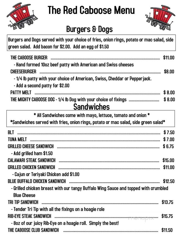 Red Caboose - Antioch, CA menu_pic