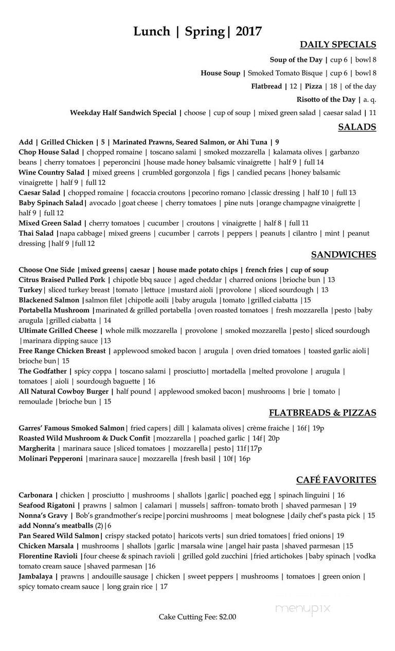 Menu Of Garre Vineyard Winery In Livermore Ca 94550