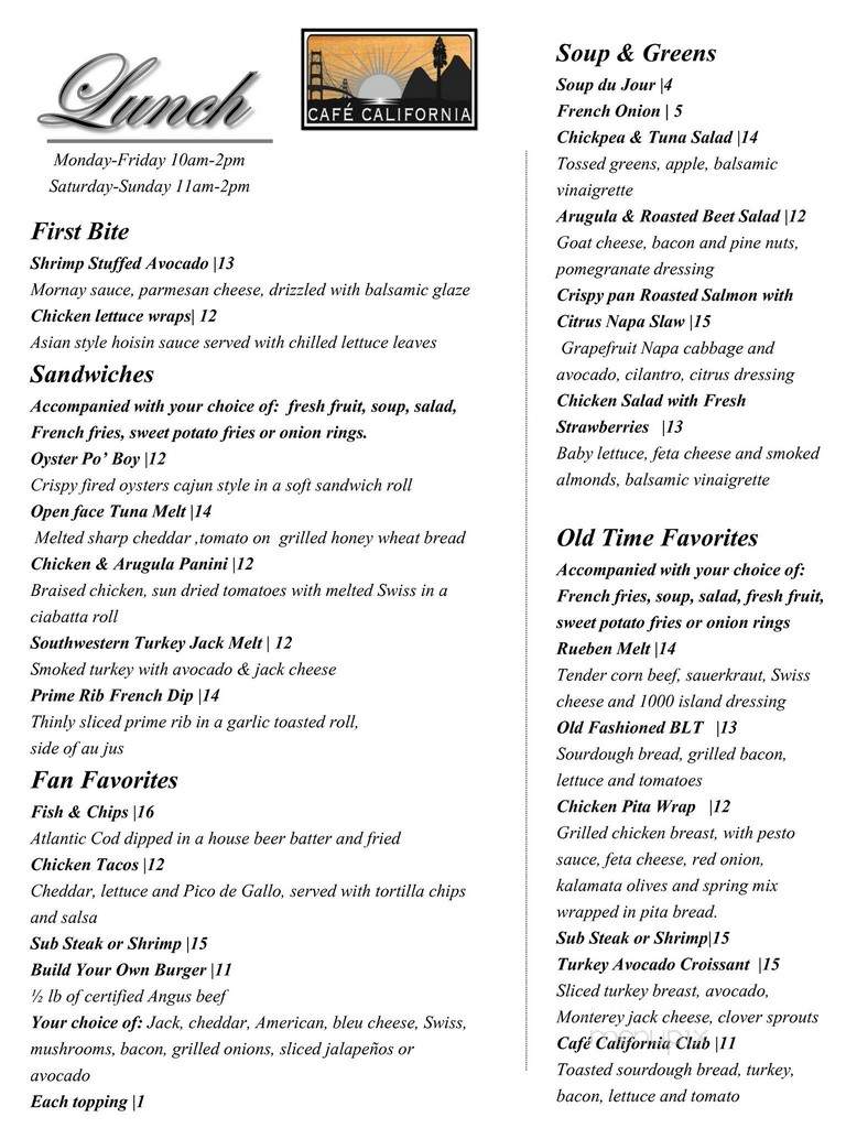 Cafe California - Visalia, CA menu_pic