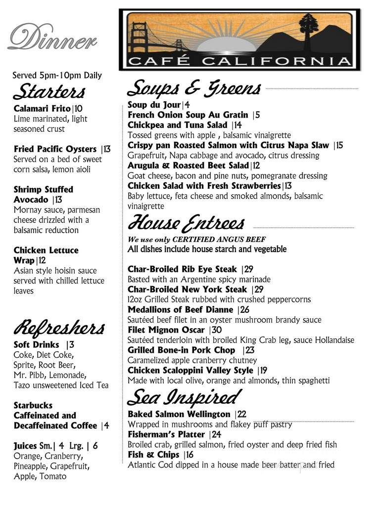 Cafe California - Visalia, CA menu_pic