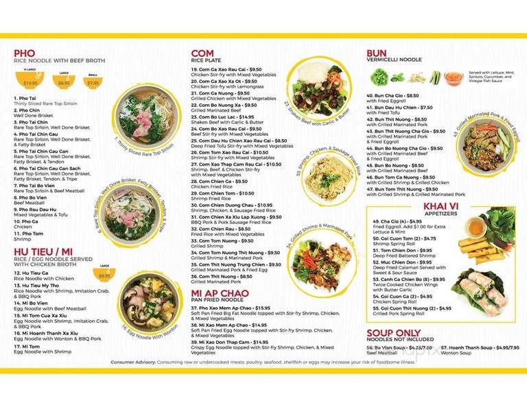Pho Bo Vang - Lake Forest, CA menu_pic