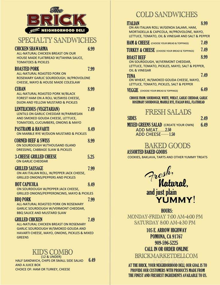 Neighborhood Deli & Market - Colton, CA menu_pic