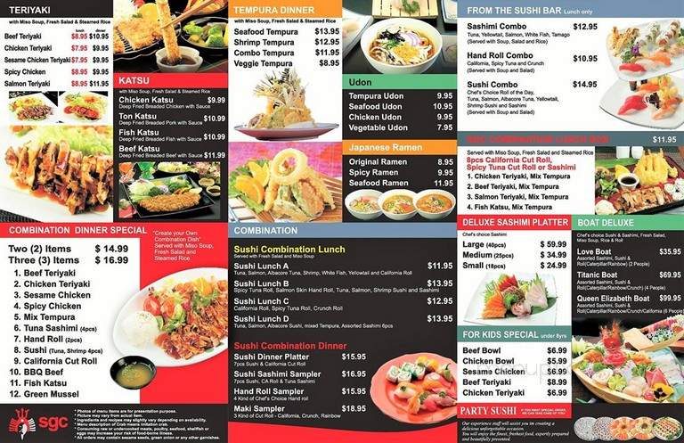 Sgc Japanese Restaurant - Corona, CA menu_pic