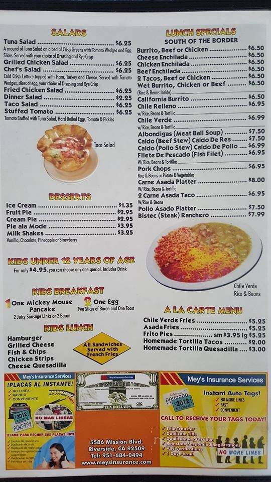 Blue Diamond Family Restaurant - Rubidoux, CA menu_pic