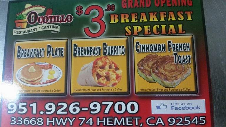 Ocotillo Restaurant & Cantina - Hemet, CA menu_pic