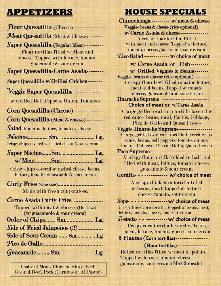 Perlita's Authentic Mexican - Crescent City, CA menu_pic