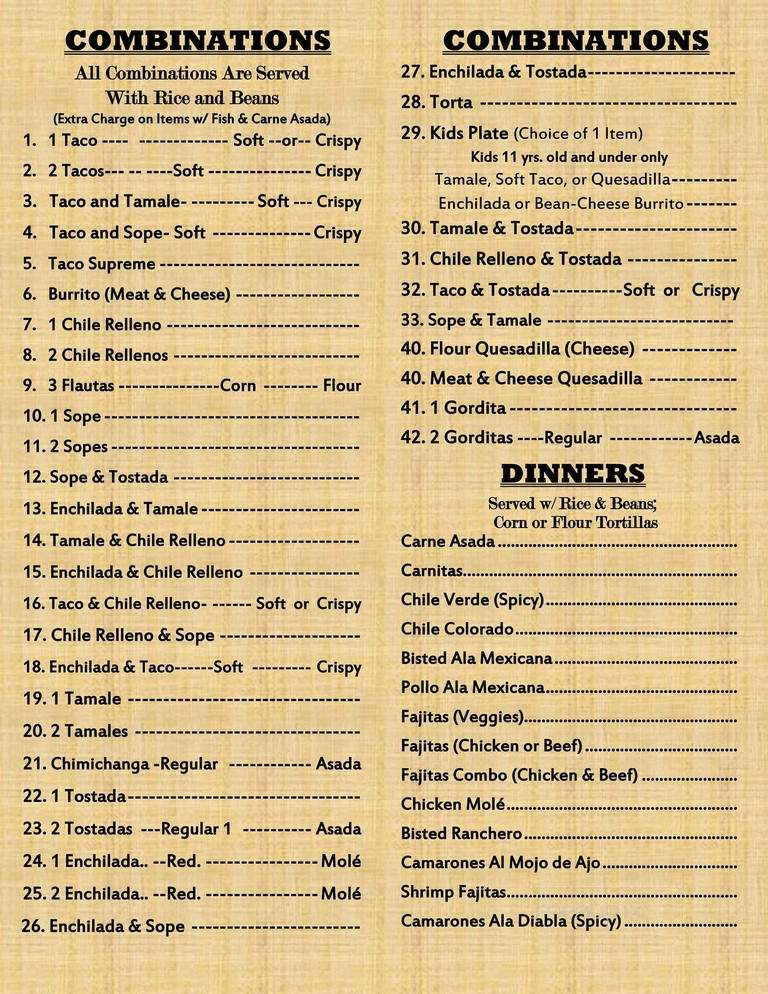 Perlita's Authentic Mexican - Crescent City, CA menu_pic