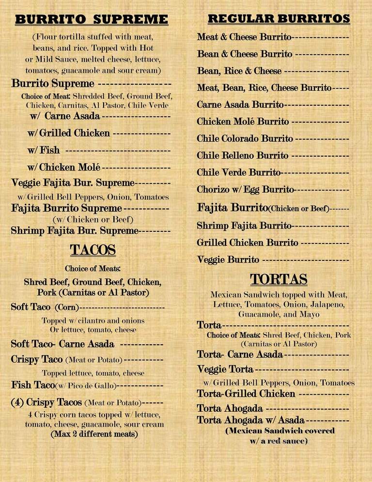 Perlita's Authentic Mexican - Crescent City, CA menu_pic