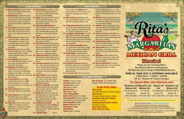 Rita's Cafe & Taqueria - Eureka, CA menu_pic