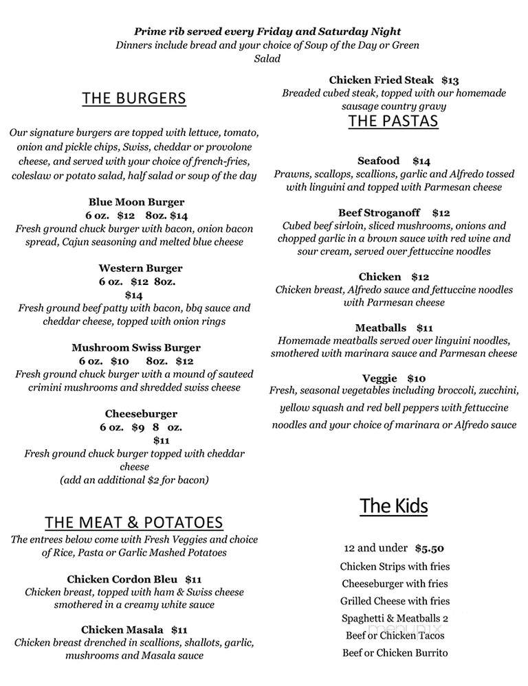 Blue Moon Cafe - Ruth, CA menu_pic