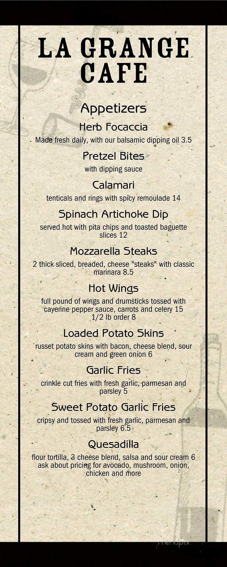 La Grange Cafe - Weaverville, CA menu_pic