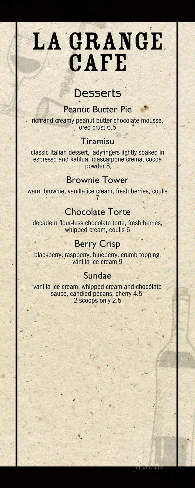 La Grange Cafe - Weaverville, CA menu_pic