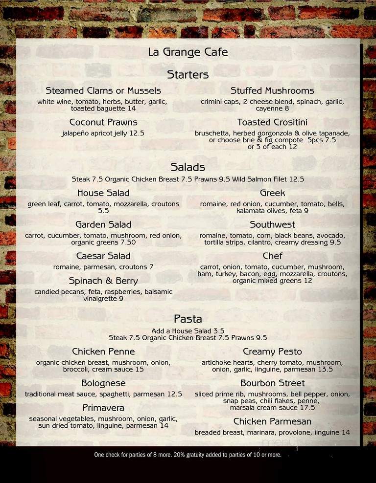 La Grange Cafe - Weaverville, CA menu_pic