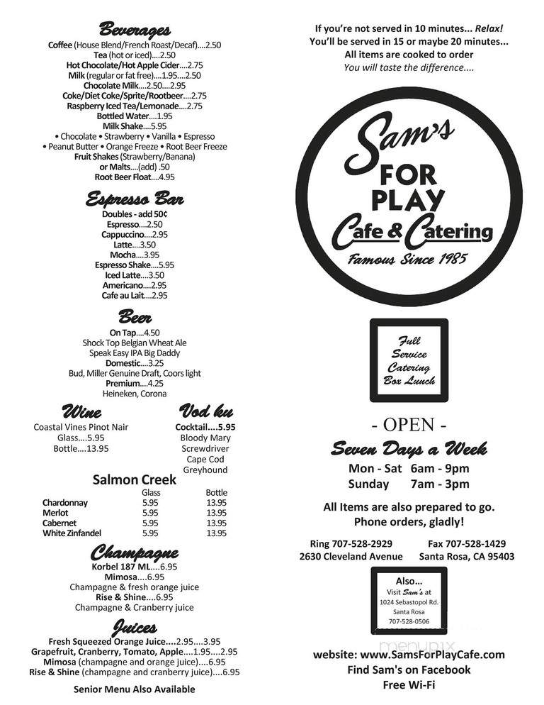 Sam's For Play Cafe - Santa Rosa, CA
