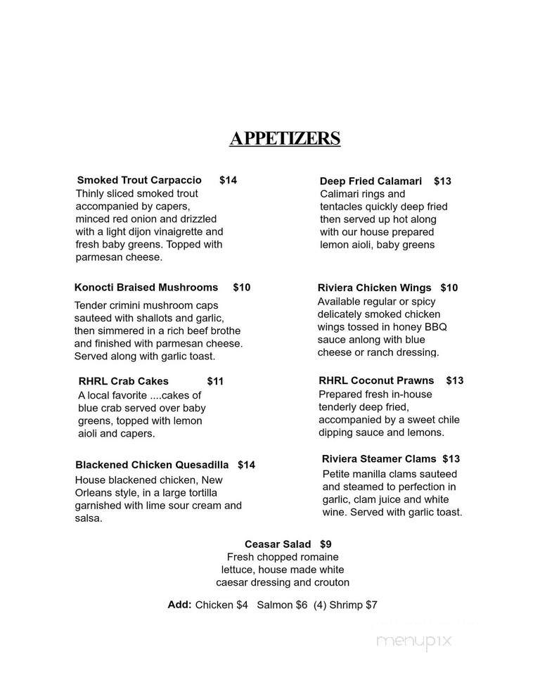 Riviera Hills Restaurant - Kelseyville, CA menu_pic
