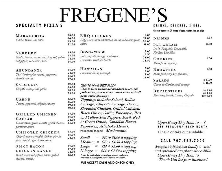 Fregene's Gourmet Italian Take - Petaluma, CA