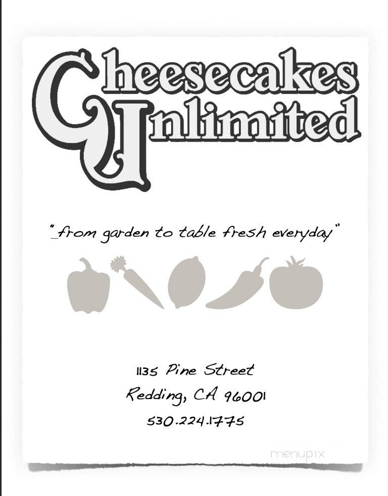 Cheesecakes Unlimited - Redding, CA menu_pic