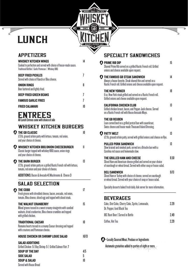 Green Barn - Red Bluff, CA menu_pic