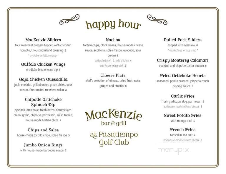 Mac Kenzie Bar & Grill - Santa Cruz, CA menu_pic