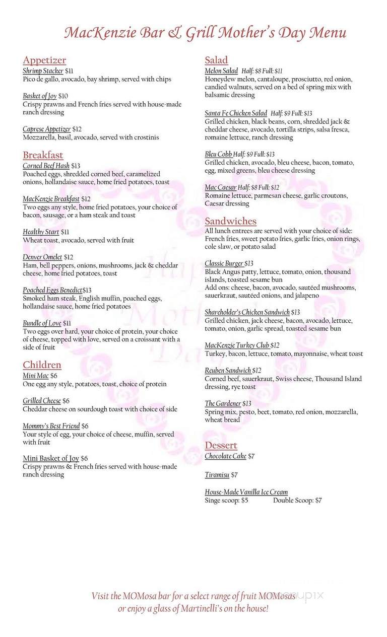 Mac Kenzie Bar & Grill - Santa Cruz, CA menu_pic
