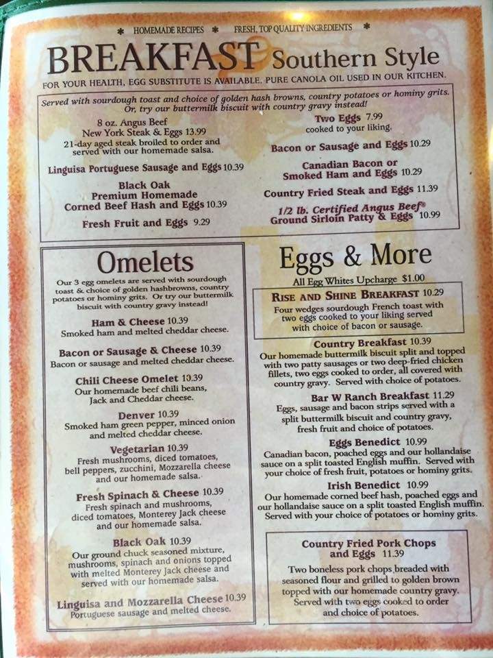 Black Oak Restaurant - Vacaville, CA menu_pic