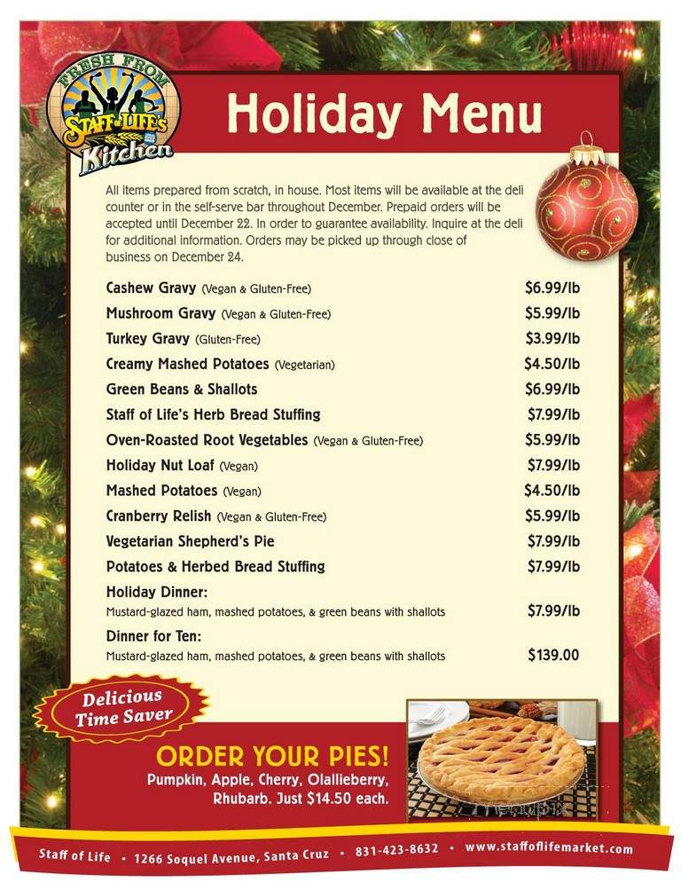 Staff Of Life Natural Foods - Santa Cruz, CA menu_pic