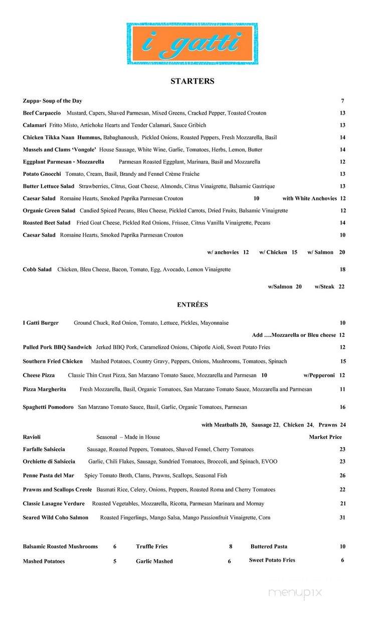 I Gatti - Los Gatos, CA menu_pic