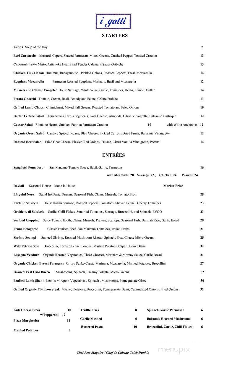 I Gatti - Los Gatos, CA menu_pic