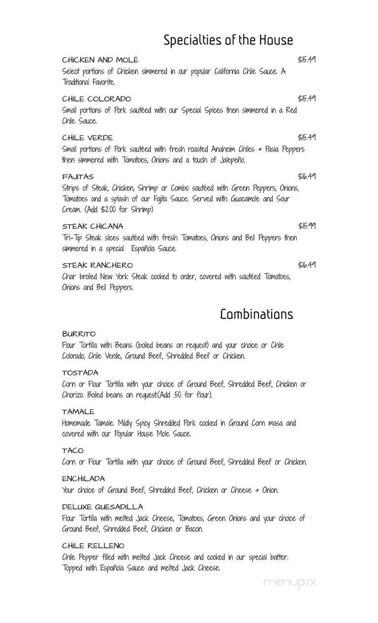 Casa Carlos Fine Mexican Food - Marysville, CA menu_pic