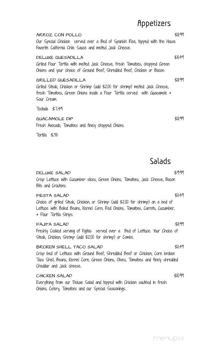 Casa Carlos Fine Mexican Food - Marysville, CA menu_pic