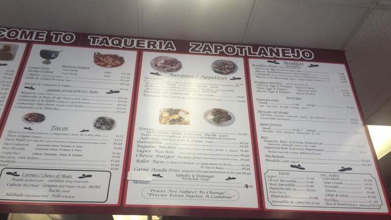 Taqueria Zapotlanejo - Sacramento, CA menu_pic