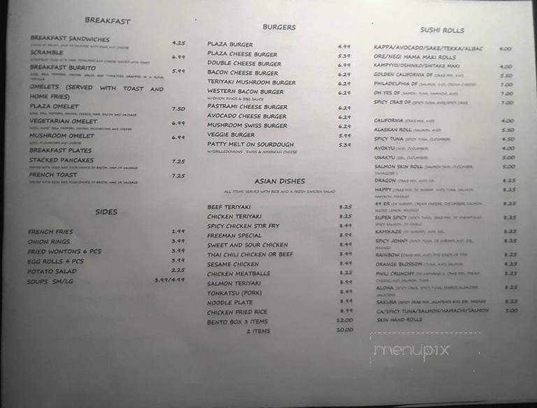Plaza Cafe & Grill - Sacramento, CA menu_pic