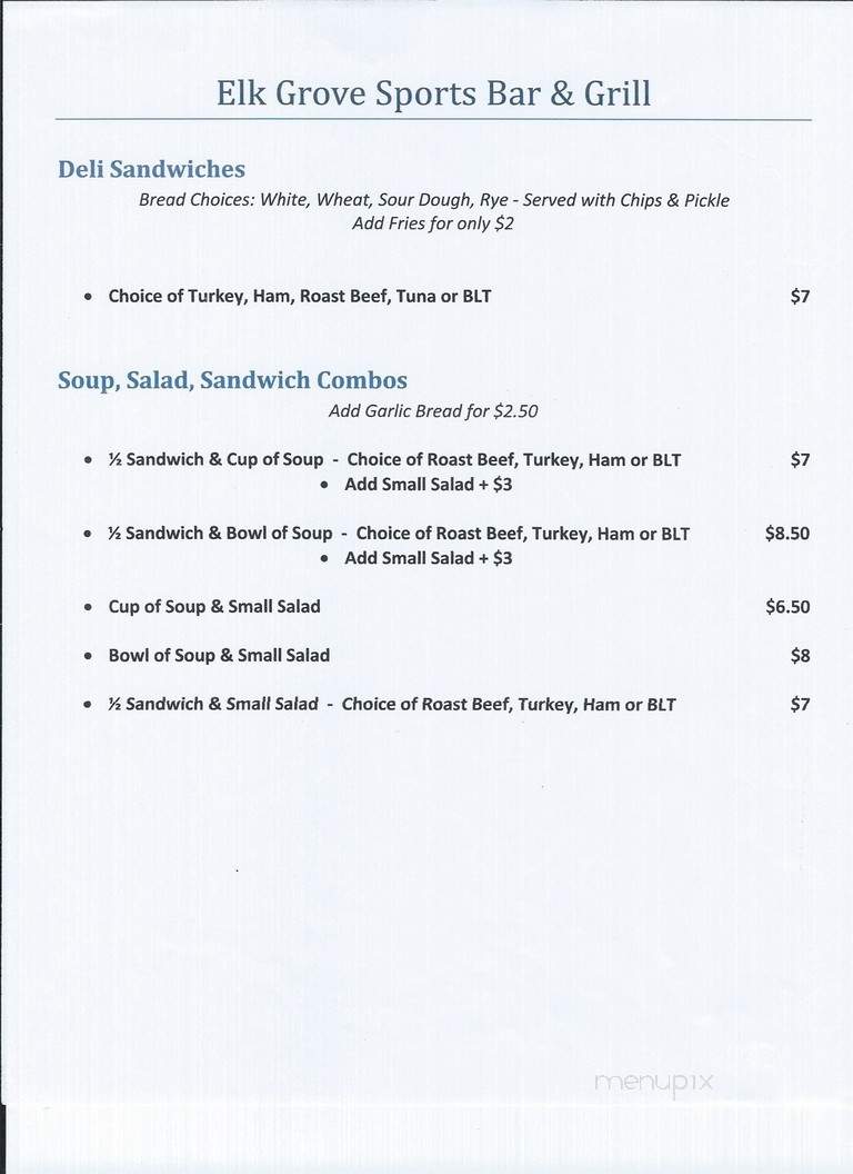 Elk Grove Sports Bar & Grill - Elk Grove, CA menu_pic