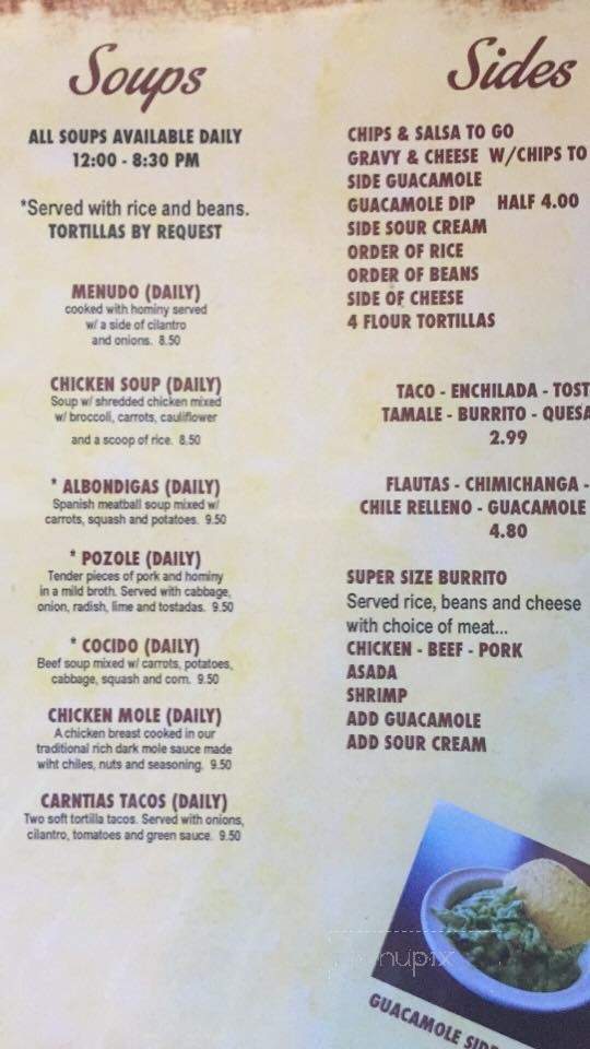 Casa Flores - Manteca, CA menu_pic