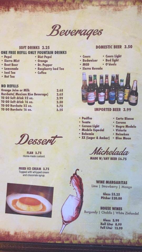 Casa Flores - Manteca, CA menu_pic