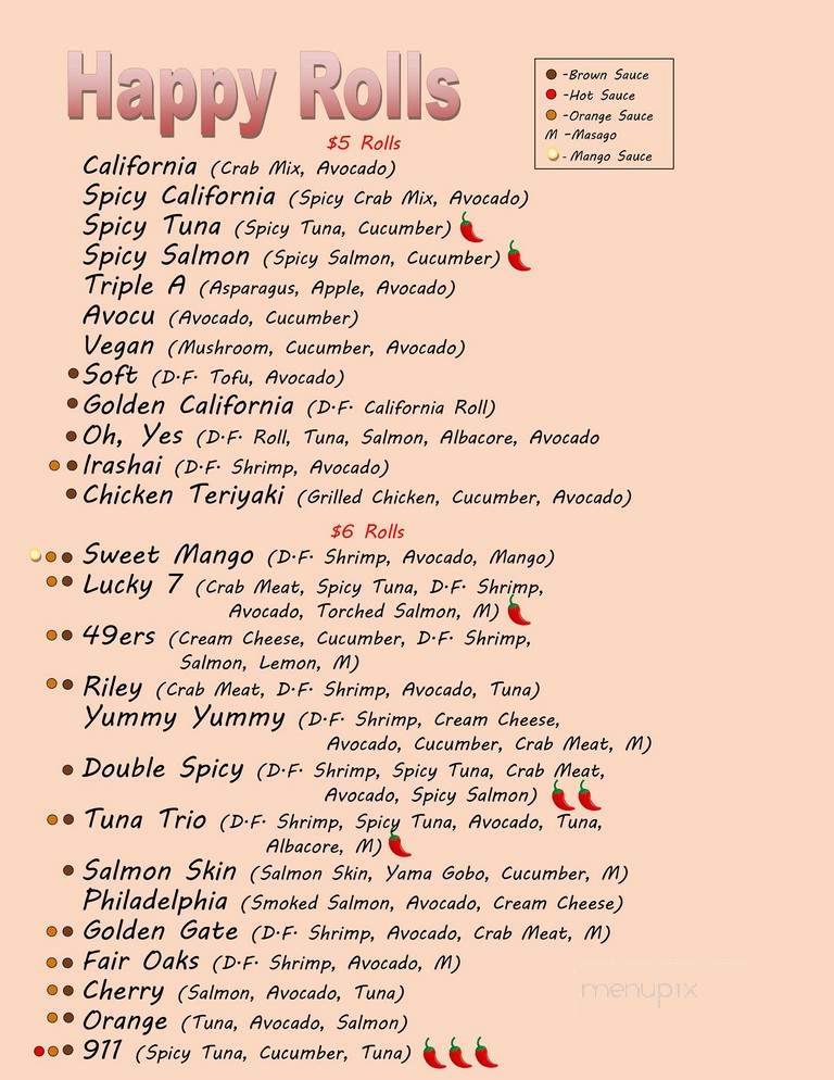 Tokyo Sushi - Folsom, CA menu_pic