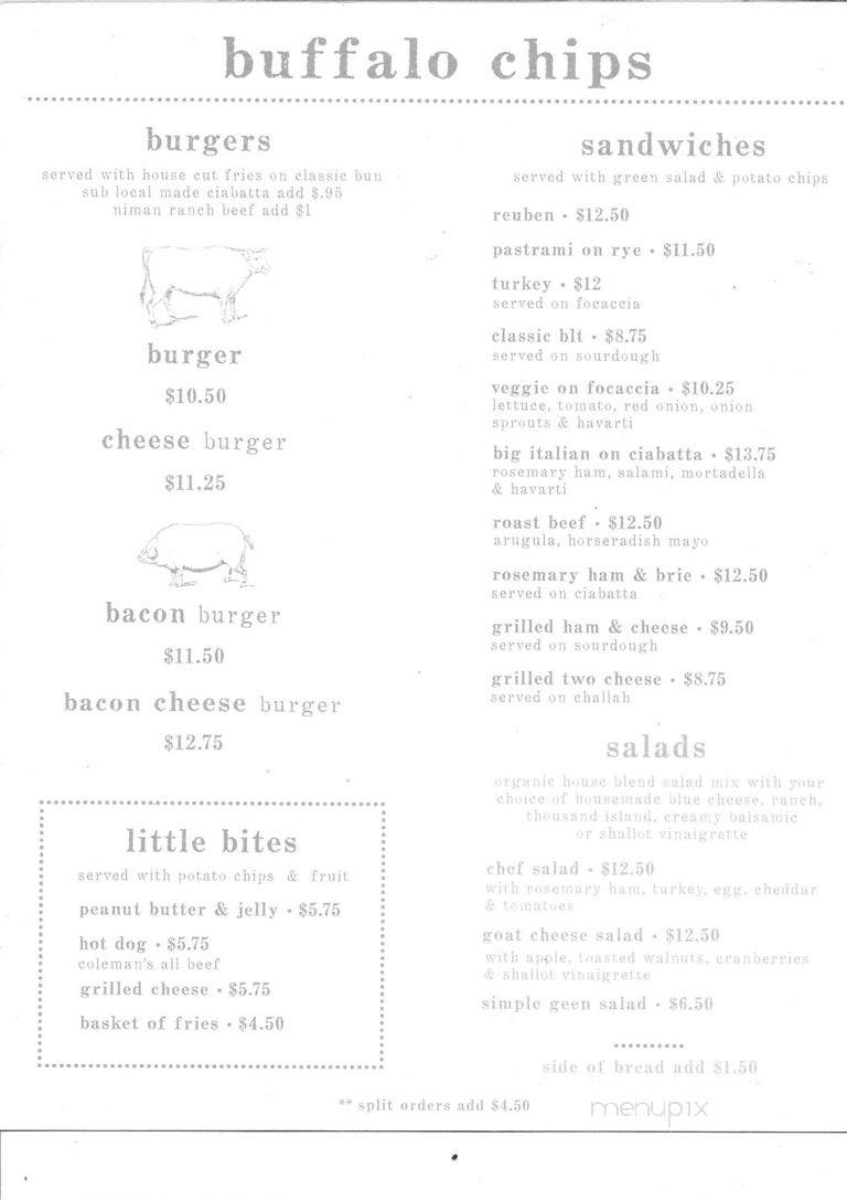 Buffalo Chips Emporium - Grass Valley, CA menu_pic