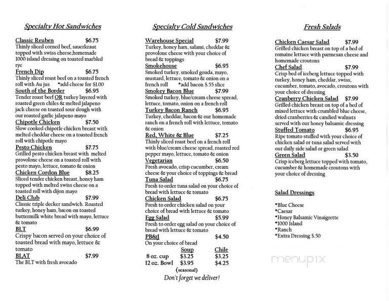 Warehouse Deli - Grass Valley, CA menu_pic