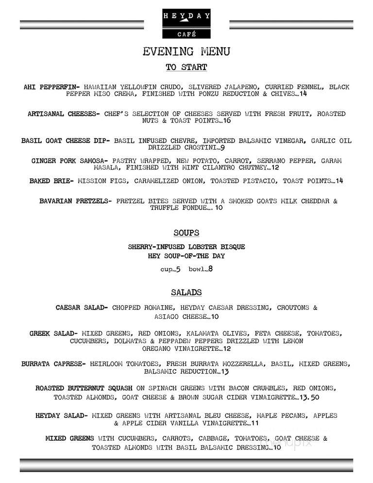 Heyday Cafe - Placerville, CA menu_pic