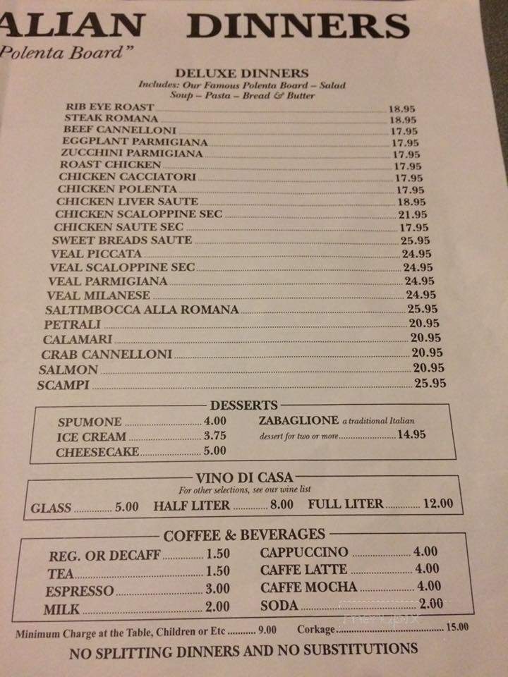 Giannini's Italian Dinners - Pine Grove, CA menu_pic