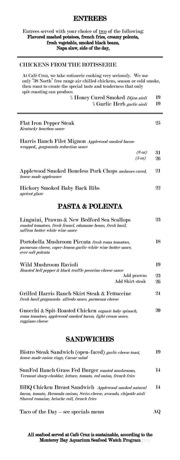 Cafe Cruz - Soquel, CA menu_pic